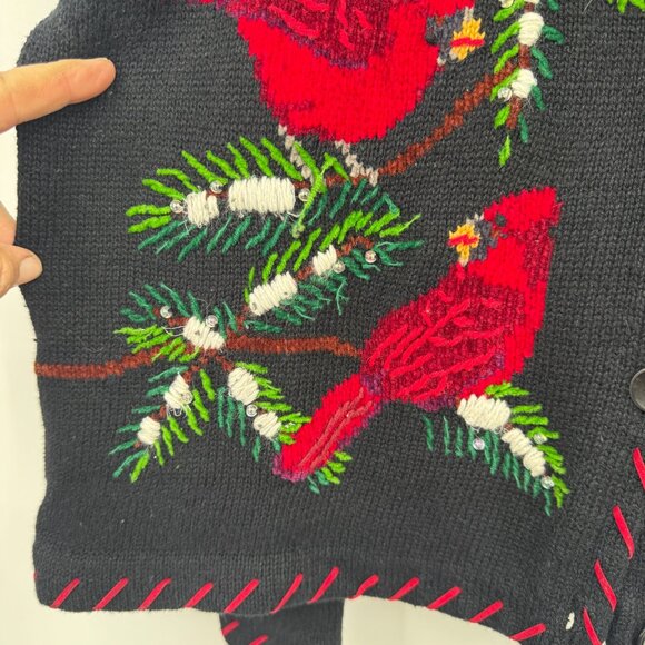 Design Options Cardinal Bird Philip Jane Gordon Sweater Cardigan woman's  size L - Picture 6 of 13